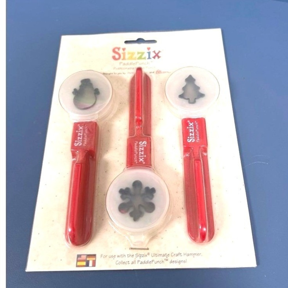 Sizzix Paddle Punches Positionable - Winter snowman snowflake christmas tree new